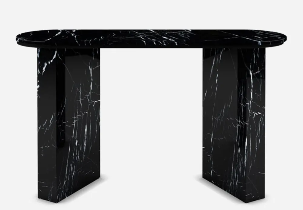 Highlight Casa Padrino consola de mármol de lujo negro 150 x 45 x A. 90 cm - Mesa consola moderna hecha de mármol de alta calidad - Muebles de Lujo