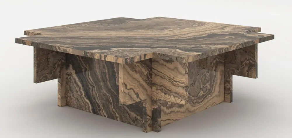 Casa Padrino mesa de centro de mármol de lujo beige / gris / negro 95 x 95 x A. 35 cm - Mesa de salón noble hecha de mármol de Eramosa de alta calidad - Muebles de salón de lujo Wochenendangebot