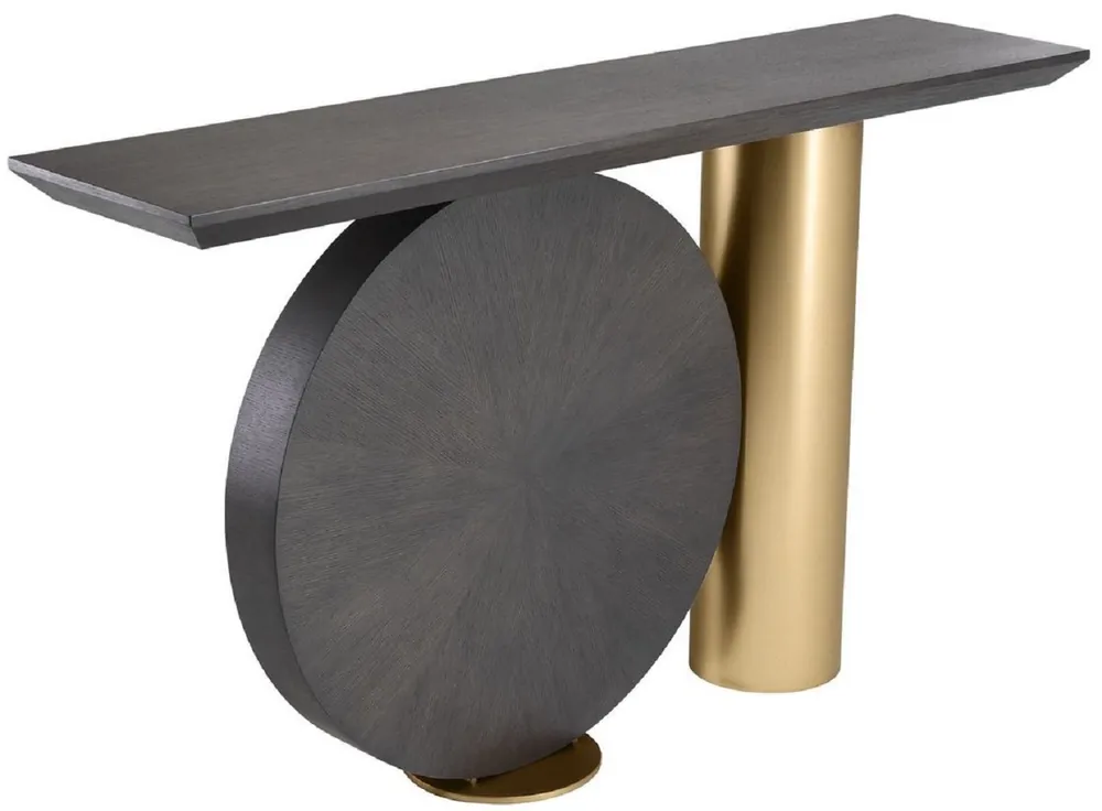 Casa Padrino consola de diseño moca / latón 150 x 36 x A. 86 cm - Mesa consola de chapa de roble con pata de acero - Muebles de Diseño - Calidad de Lujo Neu Im Sortiment