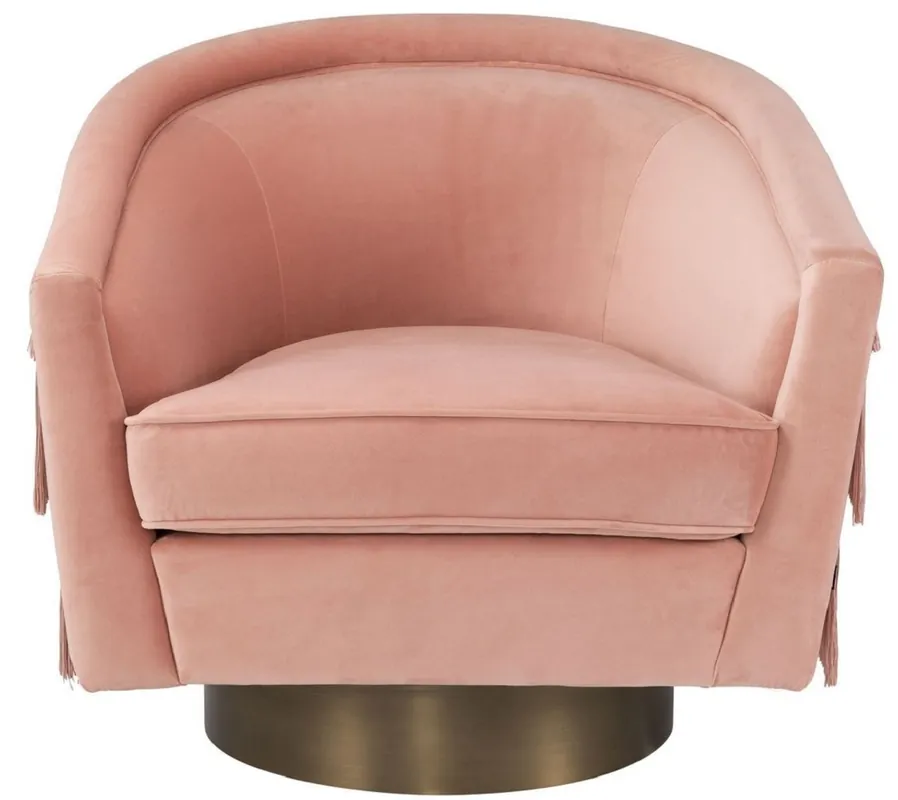 Casa Padrino sillón giratorio de lujo rosa / oro mate 84 x 82 x A. 74 cm - Sillón de salón con terciopelo fino - Muebles de salón de lujo Sichere Zahlung