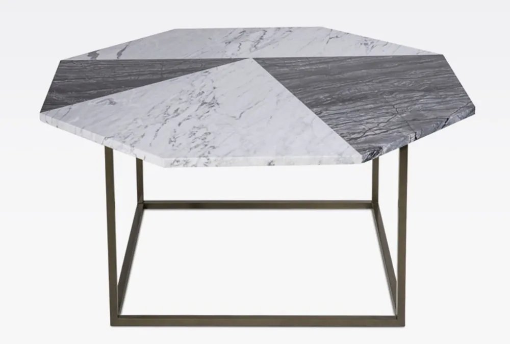 Schnäppchen Casa Padrino mesa de centro de lujo negro / blanco 90 x 90 x A. 42 cm - Moderna mesa de sala octogonal con encimera de mármol de Carrara - Muebles de sala