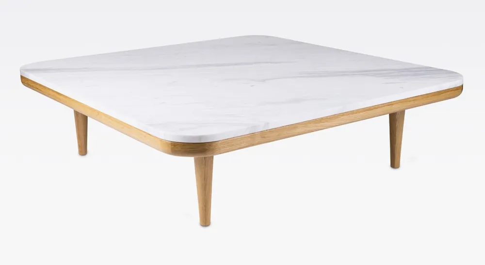 Nur Für Kurze Zeit Casa Padrino mesa de centro de lujo blanco / natural 120 x 120 x A. 35 cm - Mesa de café moderna de roble con encimera de mármol Volakas - Muebles de sala
