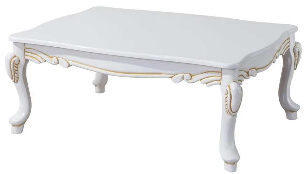 Casa Padrino mesa de centro barroco de lujo blanco / oro 110 x 77 x A. 45 cm - Mesa de salón rectangular de estilo barroco - Muebles Barrocos Bestpreis