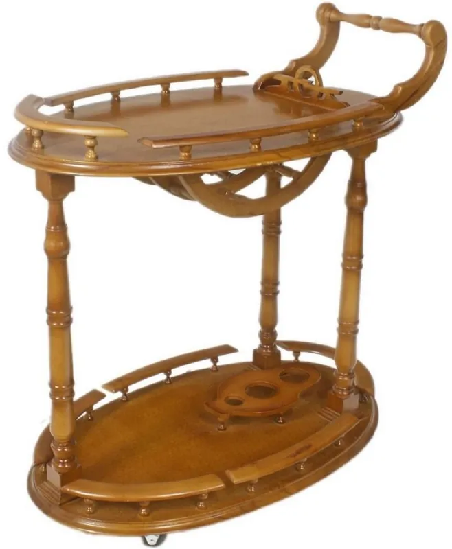 Casa Padrino carrito barroco marrón 80 x 50 x A. 90 cm - Carrito de servicio de madera maciza - Accesorios de gastronomía barroco Knallerangebot