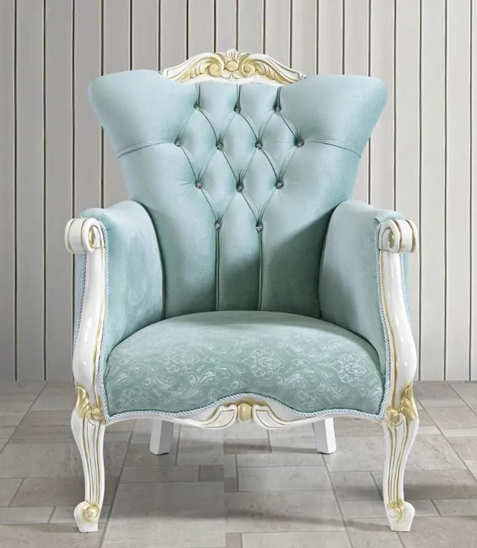 Online Kaufen Casa Padrino sillón barroco con pedrería verde claro / blanco / oro 80 x 88 x A. 110 cm - Muebles de salón de estilo barroco noble