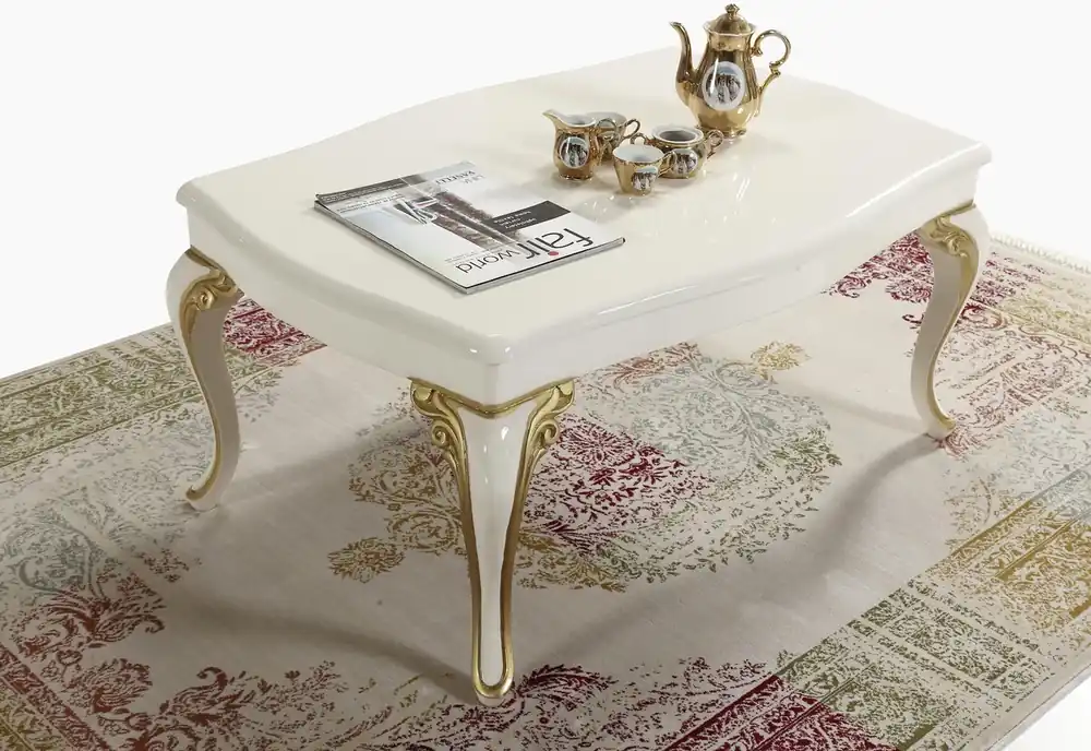 Kracherpreis Casa Padrino mesa de centro barroco crema / oro 105 x 74 x A. 50 cm - Mesa de salón rectangular de estilo barroco - Muebles Barrocos
