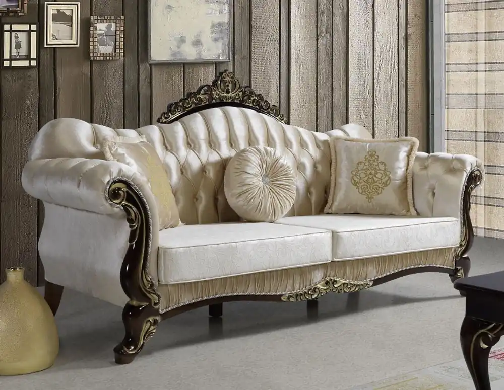 Heißes Angebot Casa Padrino sofá de salón barroco con pedrería champán / negro / oro 224 x 83 x A. 112 cm - Muebles de salón nobles de estilo barroco