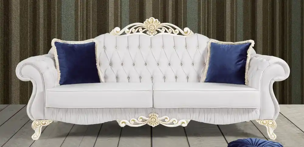 Beliebt Casa Padrino sofá barroco gris claro / blanco / oro 235 x 85 x A. 112 cm - Sofá de salón noble con pedrería - Muebles Barrocos