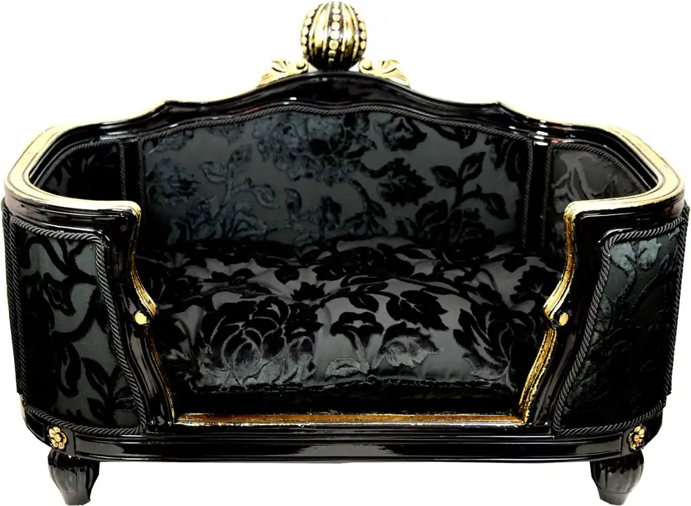 Pompöös by Casa Padrino Cama barroca de lujo para perros y gatos con diseño de ramo negro / dorado de lujo de Harald Glööckler Ausverkauf
