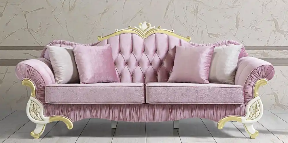 Casa Padrino sofá de salón barroco con pedrería rosa / blanco / oro 228 x 105 x A. 85 cm - Noble y Magnífico Aktuell