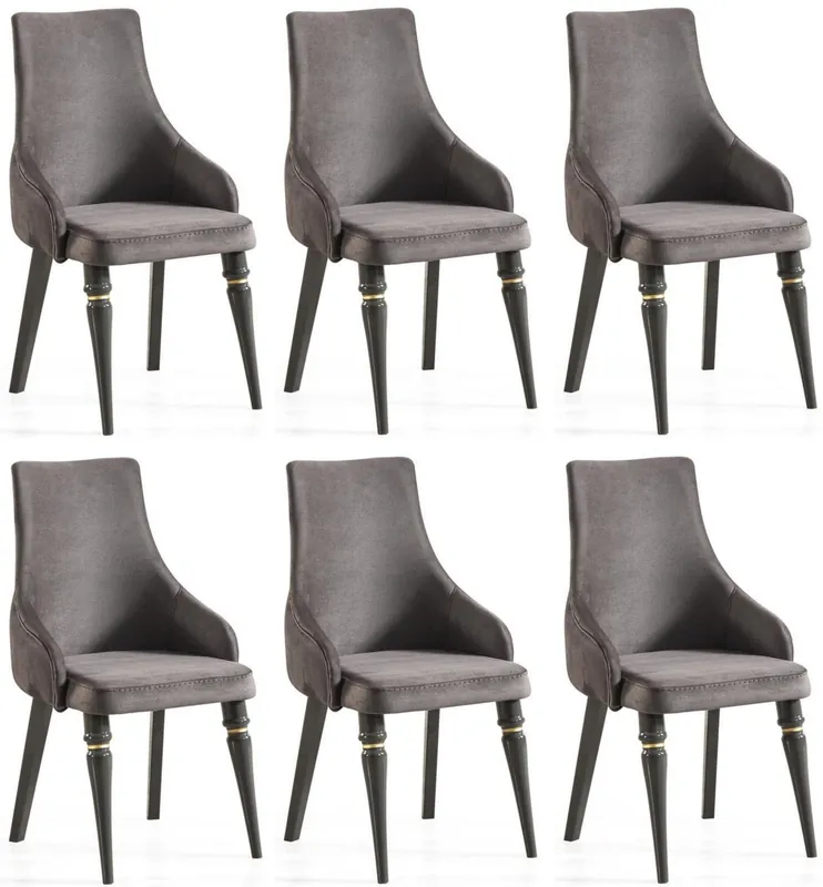 Direkt Vom Hersteller Casa Padrino conjunto de sillas de comedor Art Deco de lujo gris / oro 57 x 55 x A. 98 cm - Sillas de cocina noble conjunto de 6 - Muebles de Comedor Art Deco