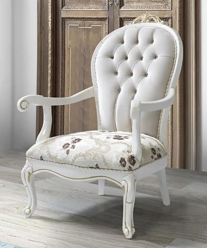 Casa Padrino sillón barroco con pedrería y estampado de flores gris claro / crema / beige / blanco / oro 115 x 80 x A. 80 cm - Muebles de salón en estilo barroco Neue Kollektion