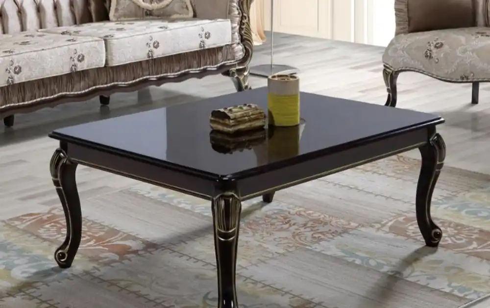 Casa Padrino mesa de centro barroco negro / oro 104 x 80 x A. 45 cm - Mesa de salón de madera maciza en estilo barroco - Muebles de salón barrocos Preisreduziert