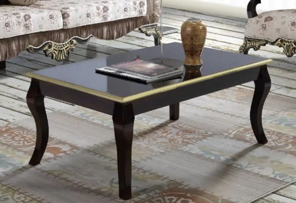 Casa Padrino mesa de centro barroco negro / oro 100 x 74 x A. 46 cm - Mesa de salón de madera maciza en estilo barroco - Muebles de salón barrocos Zertifiziert