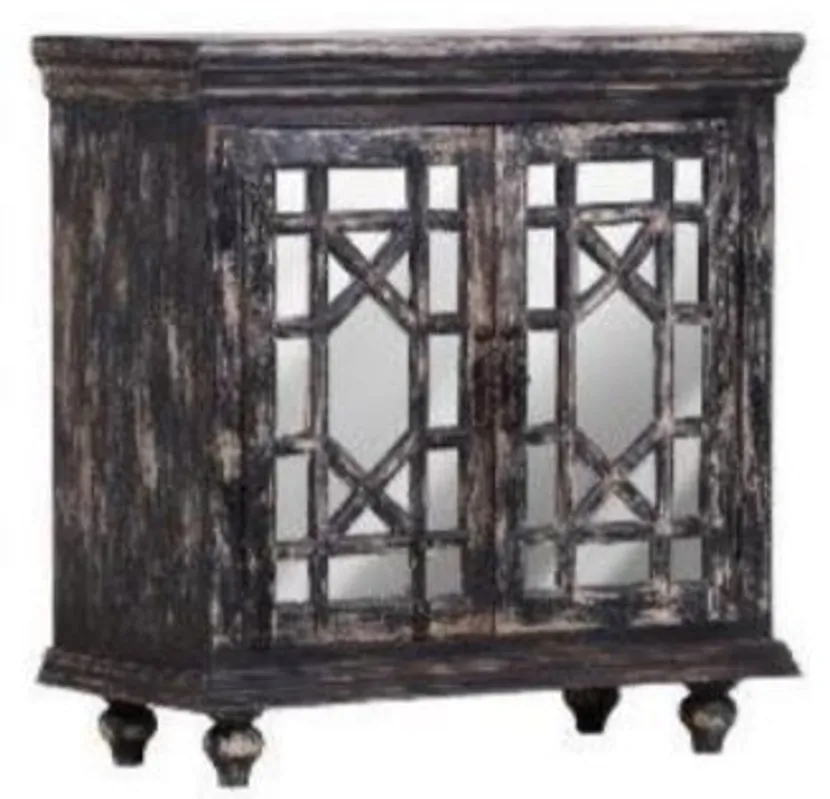 Billig Casa Padrino armario de estilo campestre negro vintage 90 x 43 x A. 100 cm - Armario de madera maciza con 2 puertas de espejo - Muebles de Estilo Campestre