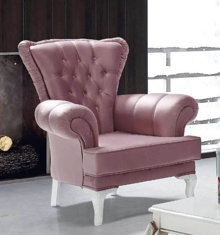 Casa Padrino sillón barroco rosa / blanco 98 x 83 x A. 101 cm - Sillón de estilo barroco - Muebles Barrocos Knallerangebot