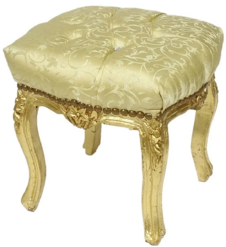 Sale Casa Padrino taburete barroco oro patrón / oro 45 x 40 x A. 35 cm - Taburete barroco hecho a mano con pedrería - Muebles de estilo barroco
