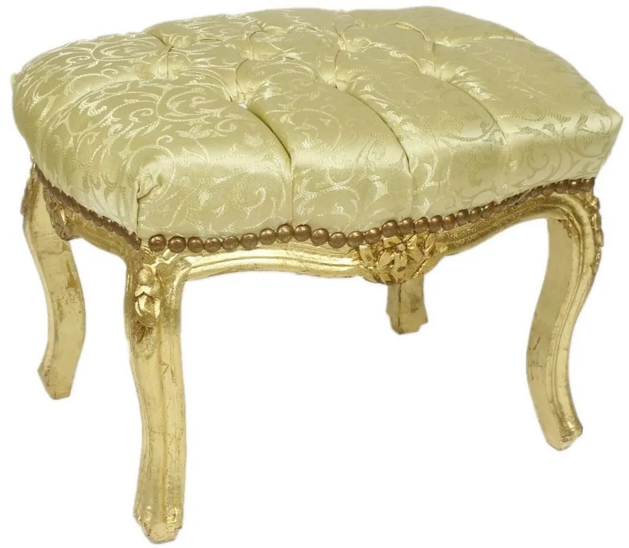 Sichere Zahlung Casa Padrino taburete barroco oro patrón / oro 50 x 40 x A. 35 cm - Taburete barroco hecho a mano con pedrería - Muebles de estilo barroco