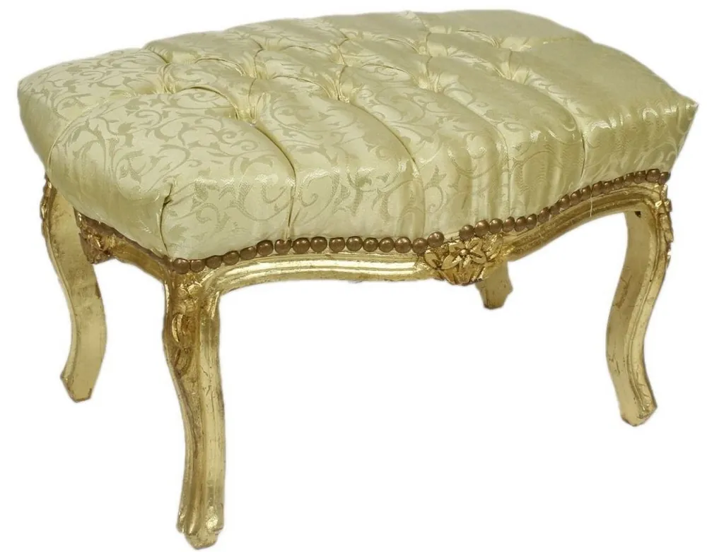 Casa Padrino taburete barroco oro patrón / oro 60 x 40 x A. 35 cm - Taburete barroco hecho a mano con pedrería - Muebles de estilo barroco Highlight