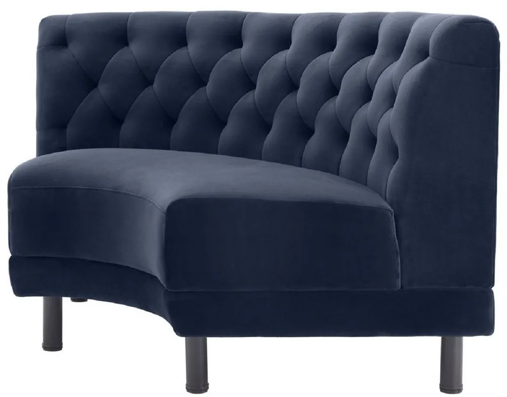 Casa Padrino sofá de terciopelo Chesterfield de lujo azul medianoche / negro 114 x 75 x A. 85 cm - Sofá curvo y extensible para sala de estar - Colección de Lujo Sichere Zahlung