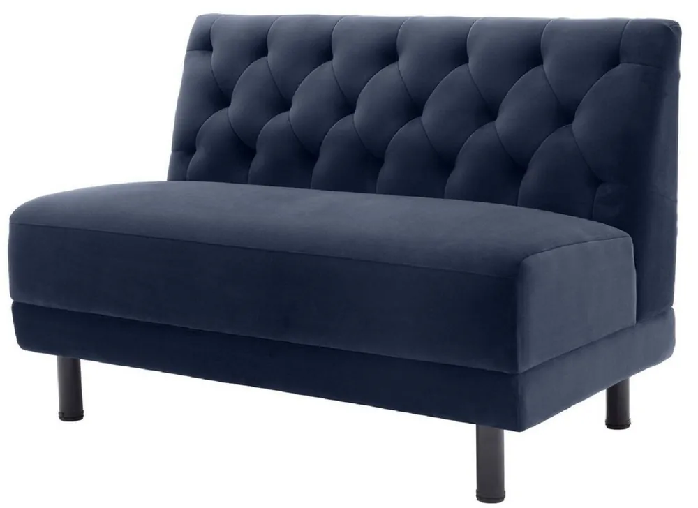Casa Padrino sofá Chesterfield de lujo azul medianoche / negro 121 x 75 x A. 85 cm - Sofá de salón con tela de terciopelo fino - Colección de Lujo Angebot
