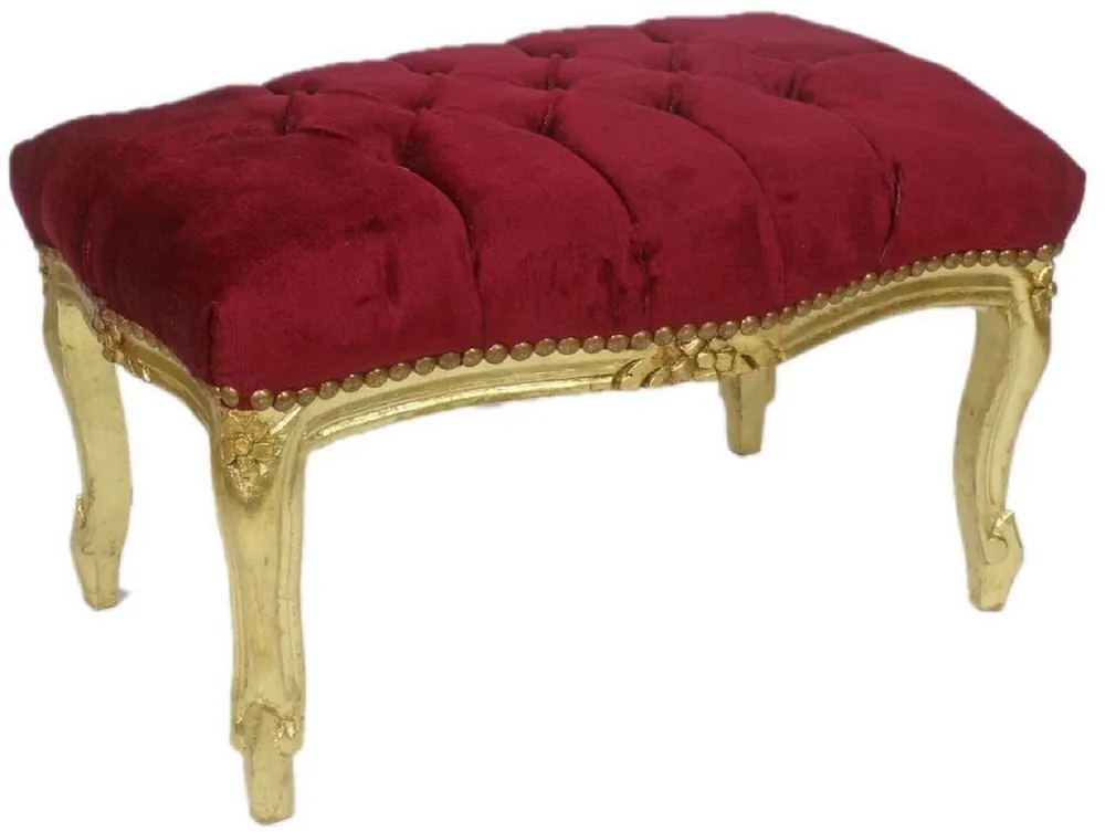 Casa Padrino taburete barroco rojo burdeos / oro 60 x 40 x A. 35 cm - Taburete barroco hecho a mano con pedrería - Muebles de estilo barroco Saisonangebot