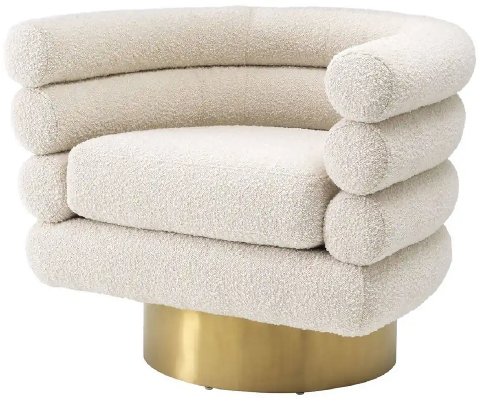 Zertifiziert Casa Padrino sillón giratorio de lujo crema / latón 87 x 69 x A. 70 cm - Sillón de Salón - Muebles de Lujo