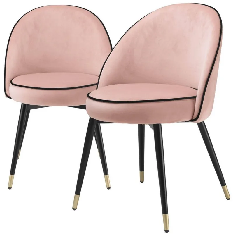 Casa Padrino conjunto de sillas de comedor de lujo rosa / negro / latón 55 x 64 x A. 83 cm - Sillas de comedor con terciopelo fino - Muebles de comedor Beliebt