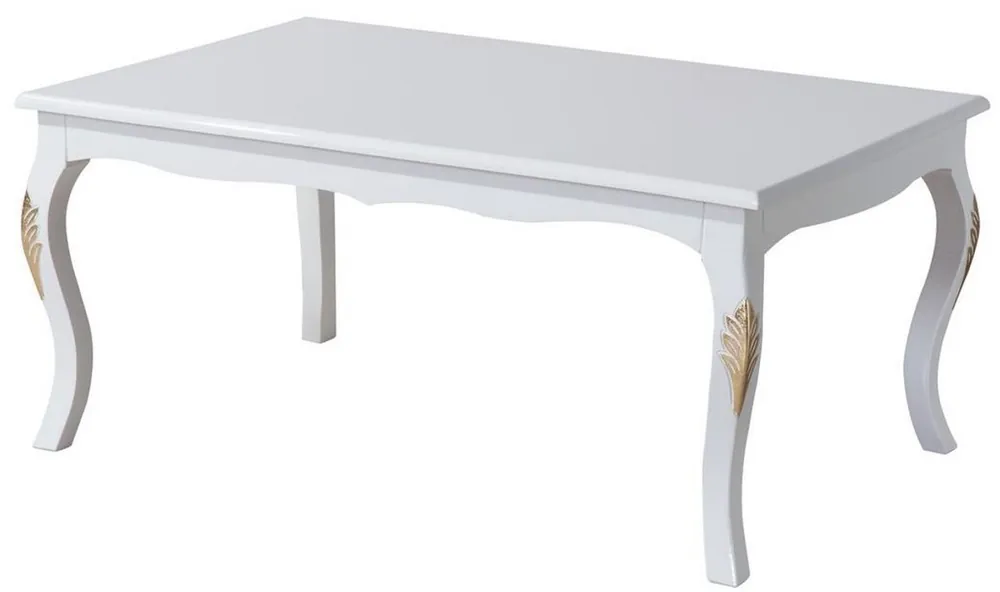 Casa Padrino mesa de centro barroco de lujo blanco / oro 110 x 77 x A. 45 cm - Mesa de salón de madera maciza en estilo barroco - Muebles Barrocos Schneller Versand
