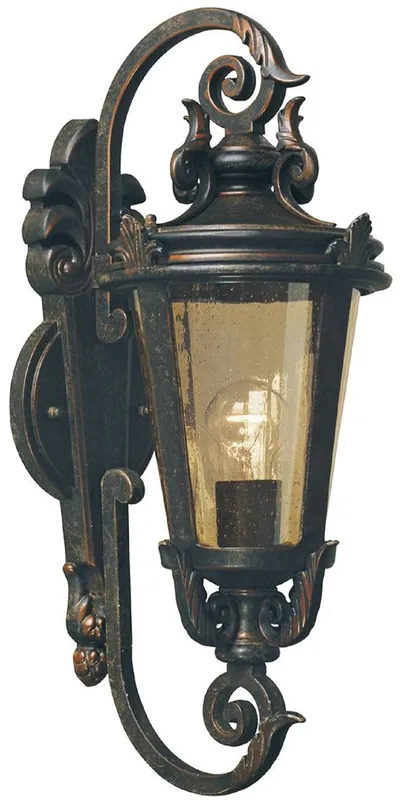 Casa Padrino lámpara de pared para exteriores barroco negro antiguo / bronce / ámbar 22.5 x 22 x A. 55 cm - Lámpara de exterior nostálgica terraza jardín terraza - Luces de exterior nostálgicas Bestpreis