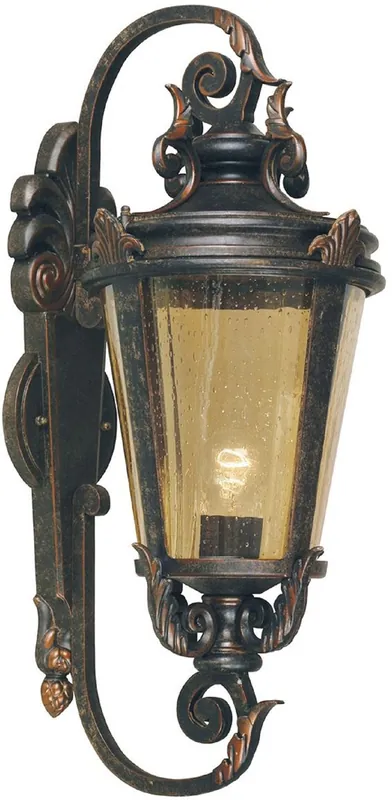 Casa Padrino lámpara de pared para exteriores barroco negro antiguo / bronce / ámbar 30 x 35 x A. 69 cm - Lámpara de exterior nostálgica terraza jardín terraza - Luces de exterior nostálgicas Sale
