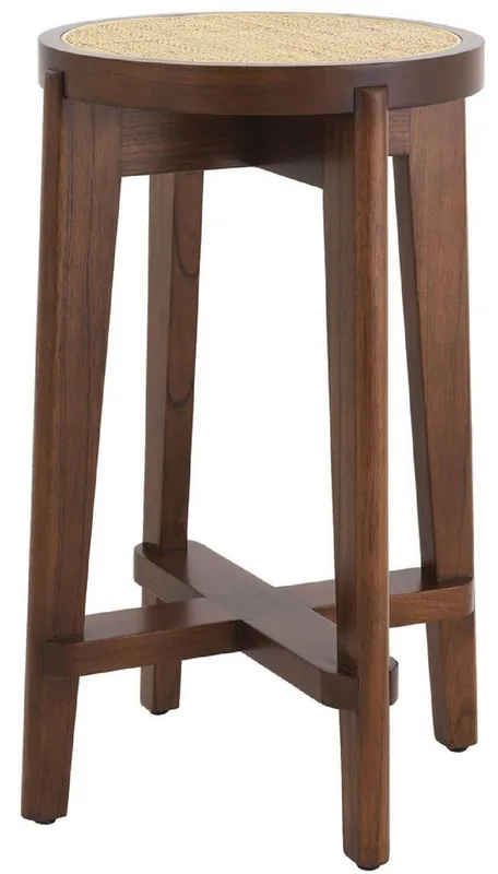 Expressversand Casa Padrino taburete de bar de lujo marrón / natural Ø 44 x A. 67 cm - Taburete redondo de madera maciza - Muebles de Bar