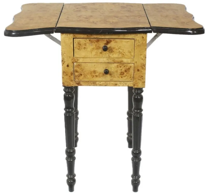 Casa Padrino mesa auxiliar Art Decó con 2 cajones ojo de pájaro arce marrón claro / negro 40 x 30 x A. 75 cm - Muebles de Salón Art Deco Beliebt