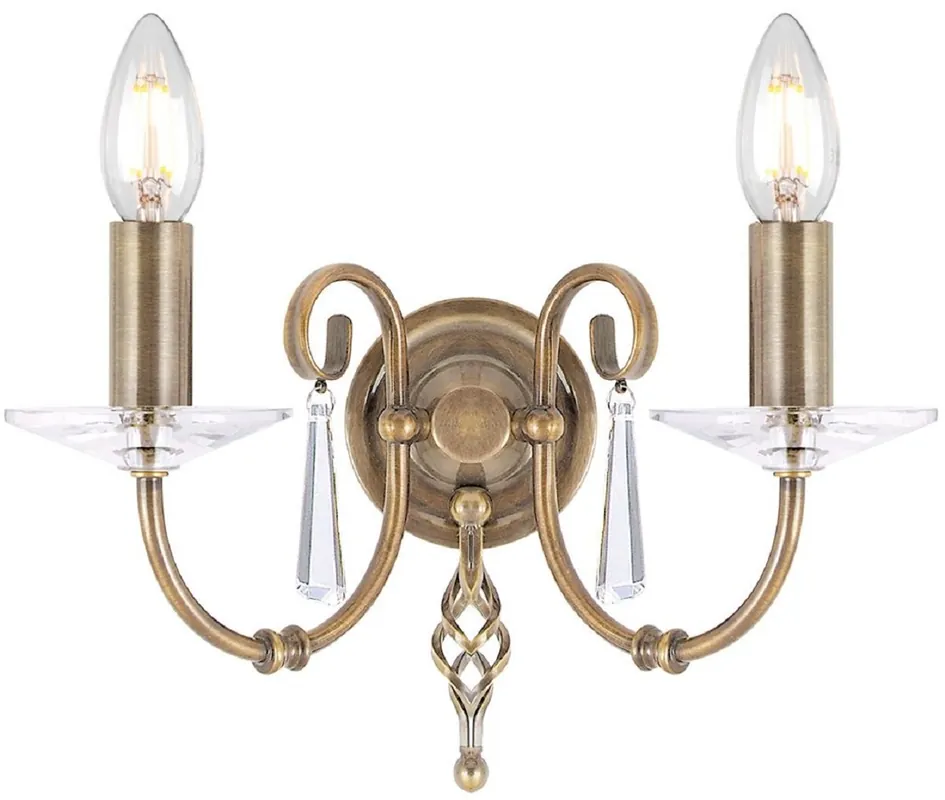 Markenware Casa Padrino lámpara de pared doble barroco latón antiguo 32 x 17,5 x A. 22 cm - Elegante lámpara de pared para sala de estar - Apliques de estilo barroco