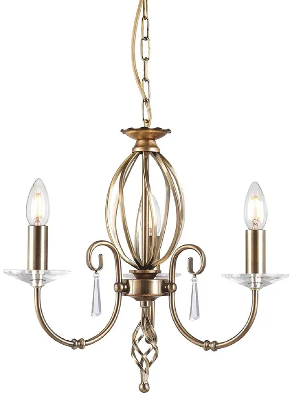 Casa Padrino araña de luces barroco latón antiguo Ø 38 x A. 42 cm - Lámpara de araña de salón elegante - Araña de luces de estilo barroco Geprüft