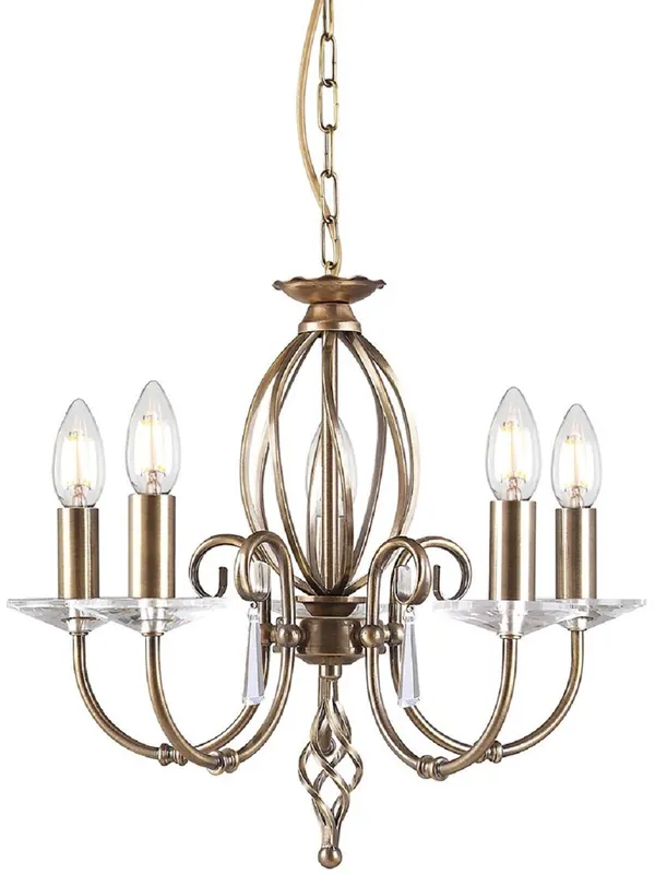 Casa Padrino araña de luces barroco latón antiguo Ø 48 x A. 42 cm - Lámpara de araña de salón elegante - Araña de luces de estilo barroco Geprüft