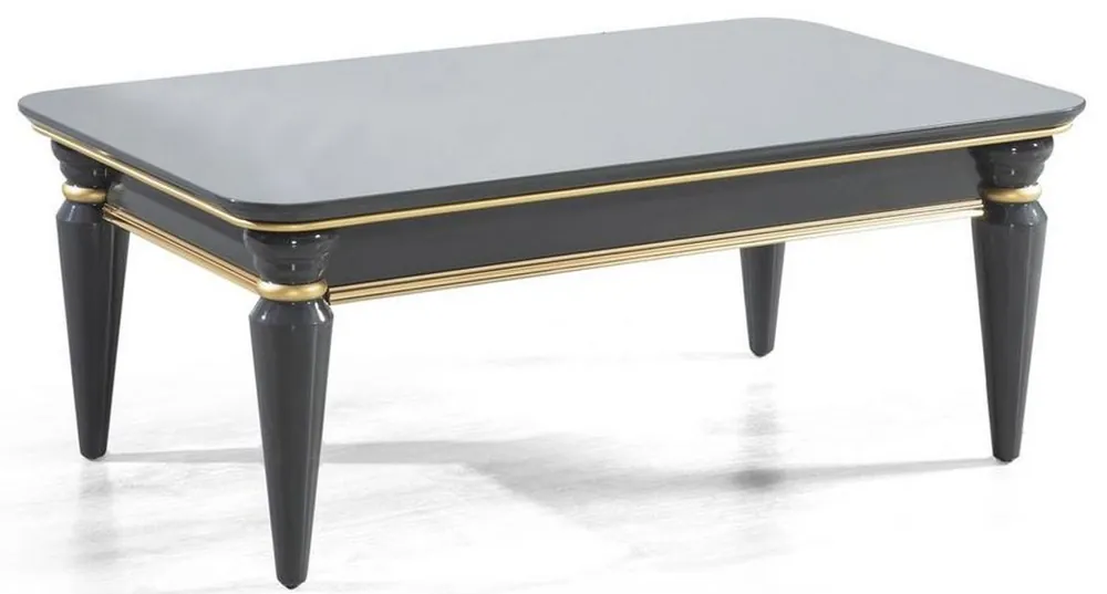 Finale Aktion Casa Padrino mesa de centro Art Deco de lujo gris / oro 110 x 70 x A. 42 cm - Mesa de salón noble de madera maciza - Muebles de Salón