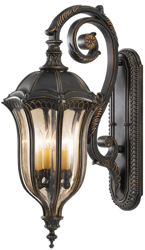 Casa Padrino lámpara de pared de exteriores barroco marrón / bronce / oro 30,5 x 45,7 x A. 76,2 cm - Elegante lámpara de exterior para terraza jardín balcón - Iluminación exterior en estilo barroco Begrenztes Angebot