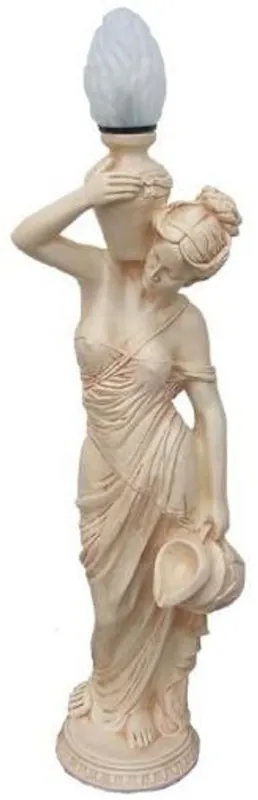 Casa Padrino lámpara de pie exterior Art Nouveau escultura mujer con jarra beige A. 130 cm - Lámpara de jardín y patio resistente a la intemperie - Accesorios Decorativos Barrocos y Art Nouveau Letzte Chance