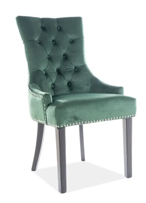 Garantierte Lieferung Silla de comedor Chesterfield de lujo Casa Padrino verde / plateado / negro - silla de cocina con tela de terciopelo - muebles de comedor