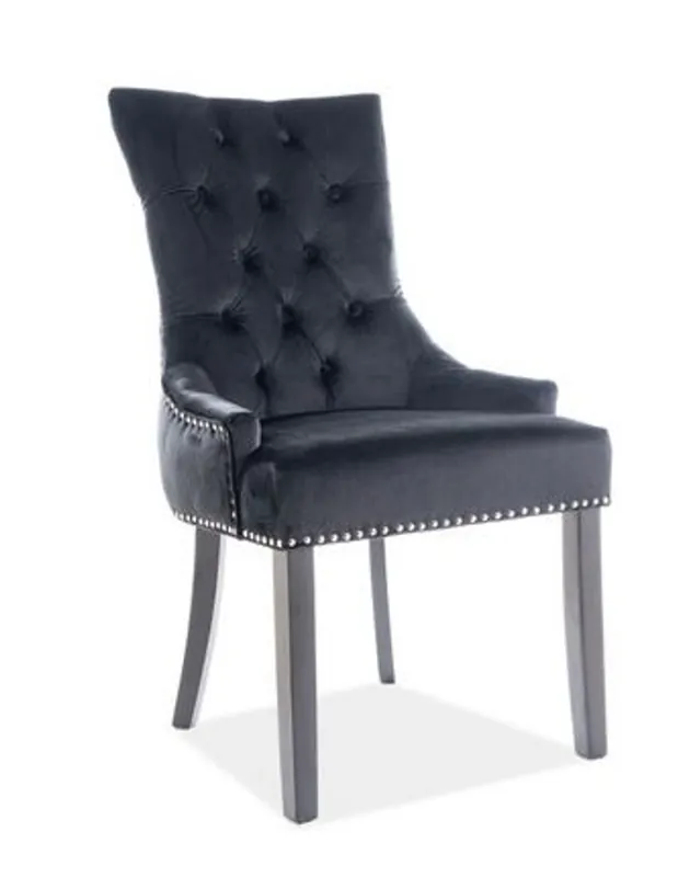 Neuheit Casa Padrino - Silla de comedor de lujo Chesterfield negra / plateada / negra - silla de cocina con terciopelo - muebles de comedor