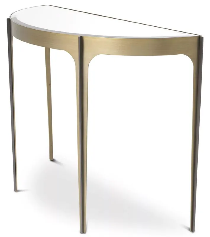 Aktuell Casa Padrino consola de lujo latón / bronce 102,5 x 40 x A. 75 cm - Mesa consola de acero inoxidable con tablero de cristal de espejo - Muebles de Lujo