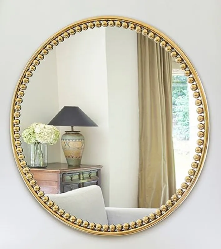 Casa Padrino espejo de pared de lujo oro Ø 107 cm - Espejo de salón redondo con marco de metal - Espejo de dormitorio - Espejo de baño - Espejo de armario - Colección de Lujo Letzte Chance
