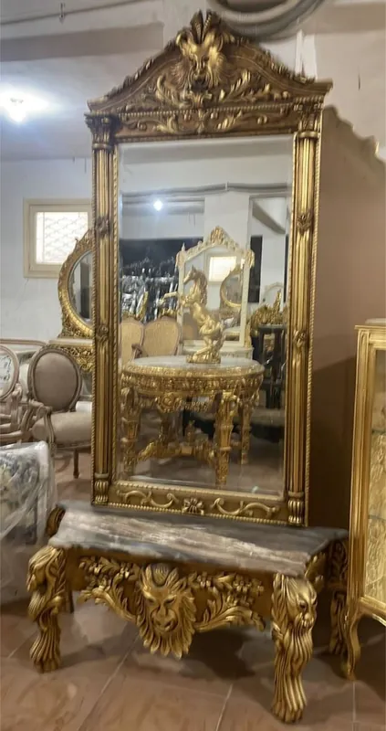 Neuheit Casa Padrino consola de espejo barroco con tapa de mármol oro / gris - Consola barroco con espejo - Muebles Barrocos - Noble y Magnífico