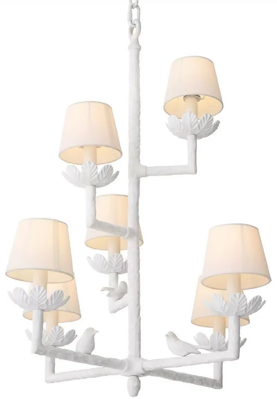 Meistverkauft Casa Padrino araña de luces Art Nouveau de lujo de aluminio con pajaritos decorativos blanco mate / blanco 77 x 77 x A. 99 cm - Arañas de Luces de Salón Barroco y Art Nouveau - Calidad de Lujo