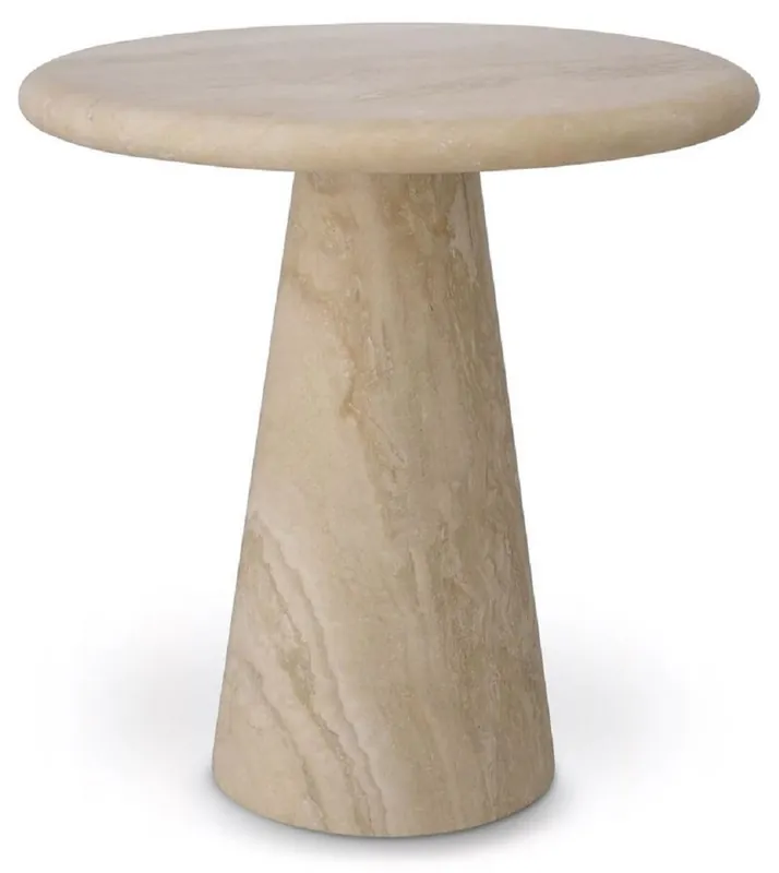 Preisreduziert Casa Padrino mesa auxiliar de lujo beige Ø 45 x A. 46 cm - Mesa auxiliar redonda de piedra caliza travertino de alta calidad - Muebles de Salón y Hotel - Colección de Lujo