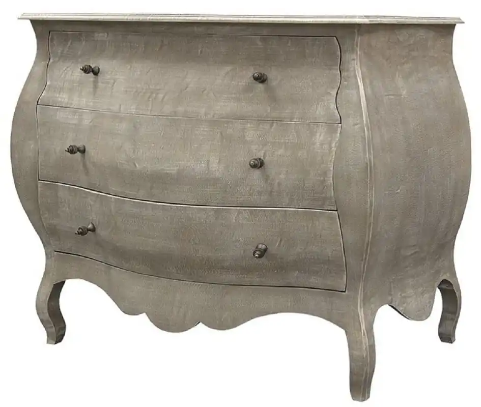 Casa Padrino Cómoda de 3 Cajones de Madera Maciza Estilo Campestre de Lujo Gris - Gabinete Hecho a Mano de Estilo Campestre - Calidad de Lujo Wochenendangebot