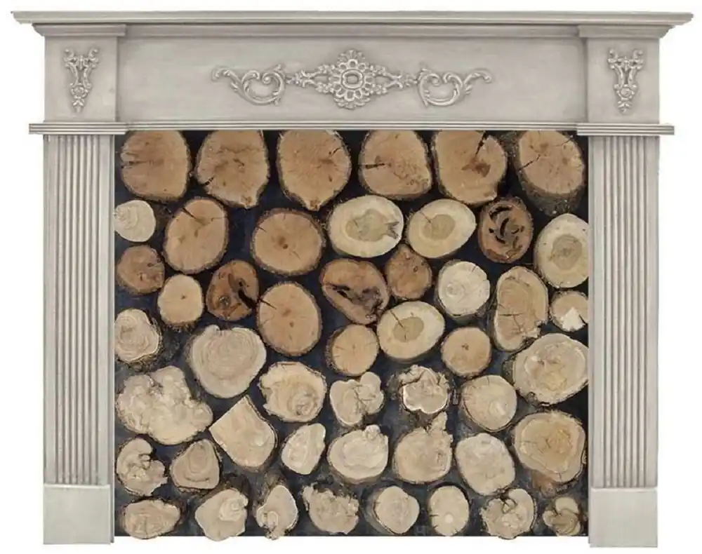 Versand Am Gleichen Tag Casa Padrino marco de chimenea de madera maciza de estilo campestre de lujo gris claro - Muebles de Salón y Hotel de Estilo Campestre - Calidad de Lujo