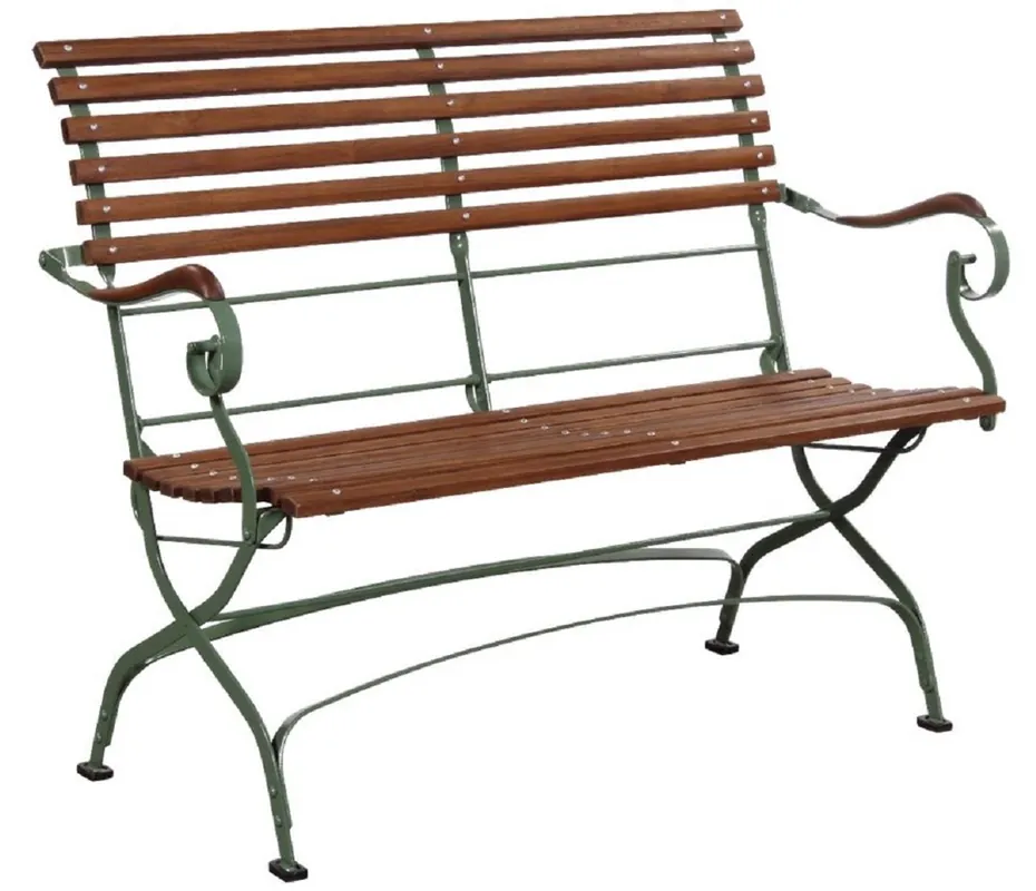 Highlight Casa Padrino banco de jardín Art Nouveau de lujo marrón / verde 120 x 55 x A. 90 cm - Banco de jardín y terraza con respaldo y reposabrazos - Muebles de Jardín y Terraza Art Nouveau