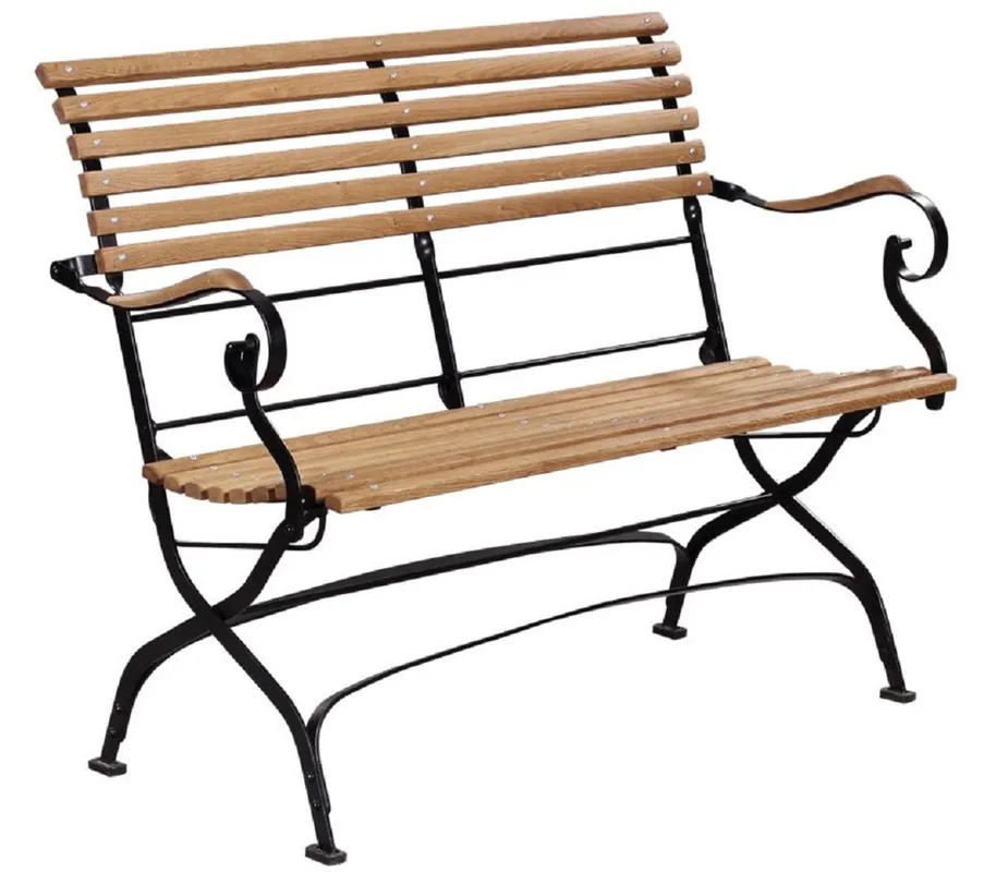 Casa Padrino banco de jardín Art Nouveau de lujo marrón / negro 120 x 55 x A. 90 cm - Banco de jardín y terraza con respaldo y reposabrazos - Muebles de Jardín y Terraza Art Nouveau Neu Im Sortiment